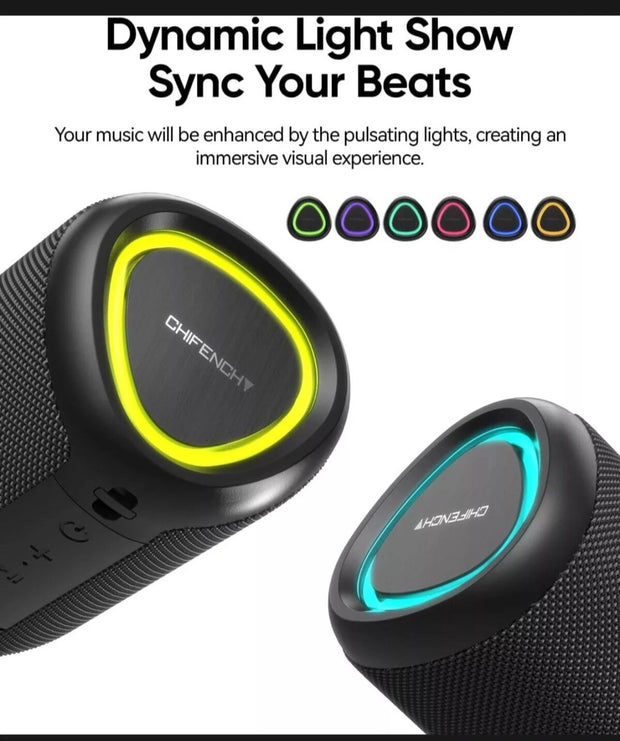 CHIFENCHY PulseSound A46 Bluetooth Speaker w/ Music Synced Lights TF Slot USB C