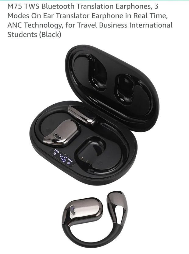 M75 Wireless Bluetooth AI Translator Earbuds(iPhone and Android Compatible)